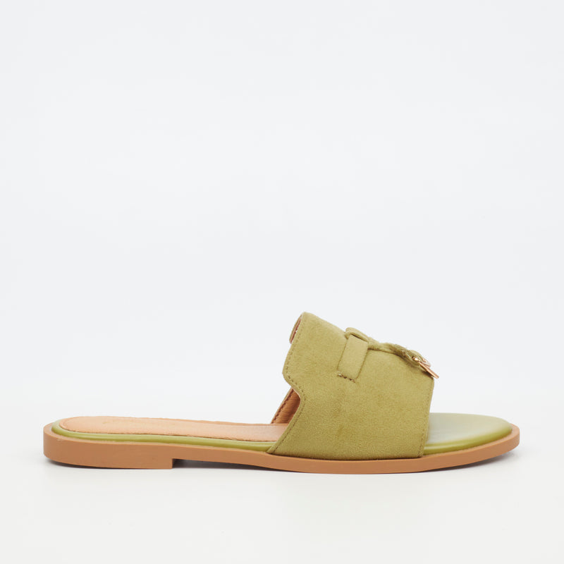 Miss Black Cilantro 1 Flat Sandal - Green footwear Miss Black   