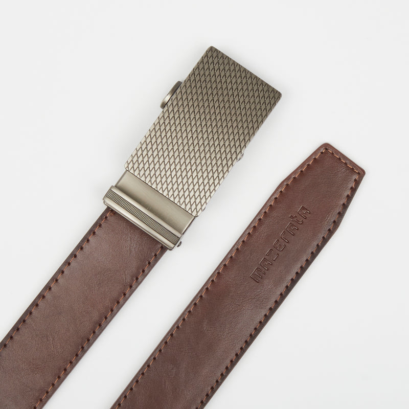 Mazerata Coburn 1 Faux Leather Belt - Chocolate accessories Mazerata   