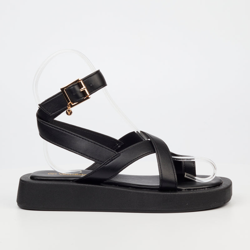 Viabeach Coconut 7 Flat Sandal - Black footwear Viabeach   