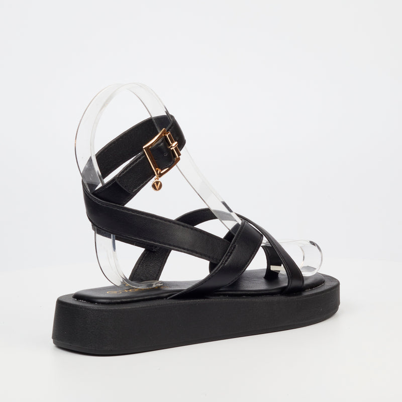 Viabeach Coconut 7 Flat Sandal - Black footwear Viabeach   