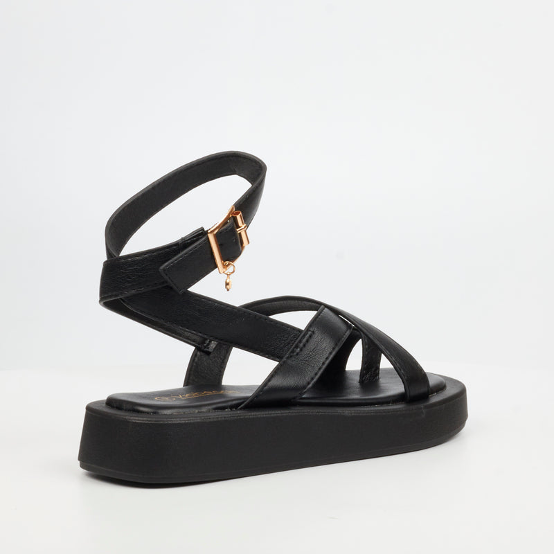 Viabeach Coconut 7 Flat Sandal - Black footwear Viabeach