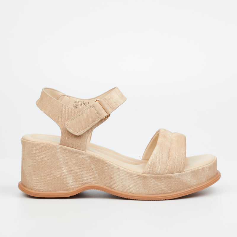 Butterfly Feet Corey 2 Wedge - Beige footwear Butterfly Feet   