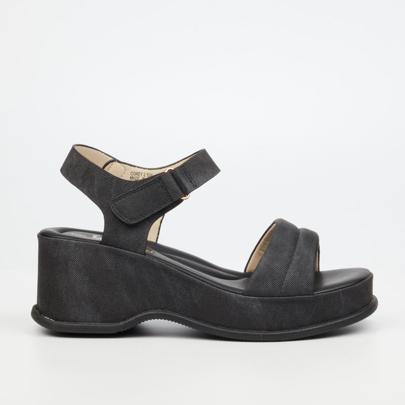 Butterfly Feet Corey 2 Wedge - Black footwear Butterfly Feet   