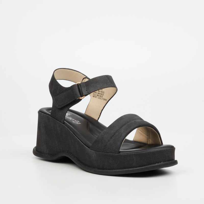 Butterfly Feet Corey 2 Wedge - Black footwear Butterfly Feet   