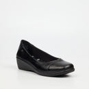 Butterfly Classics Cosetta 1 Faux Leather Low Wedge - Black footwear Butterfly Classics