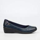 Butterfly Classics Cosetta 1 Faux Leather Low Wedge - Navy footwear Butterfly Classics