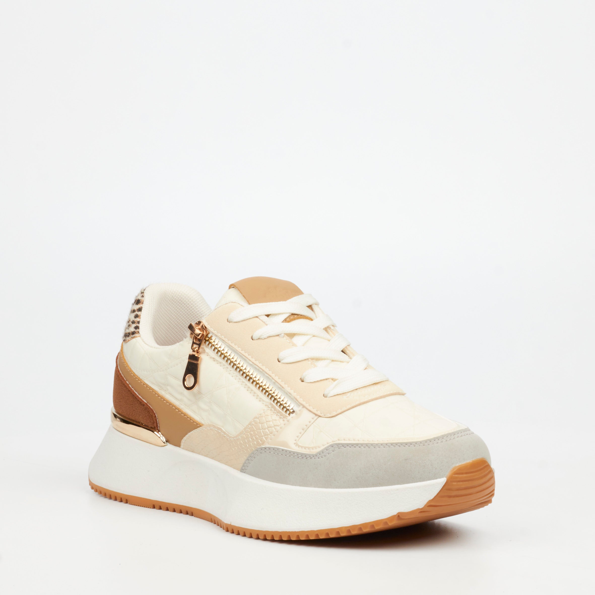 Urbanart Cosmos 1 Canvas / Faux Nubuck Sneaker - Cream(ladies) footwear UBRT