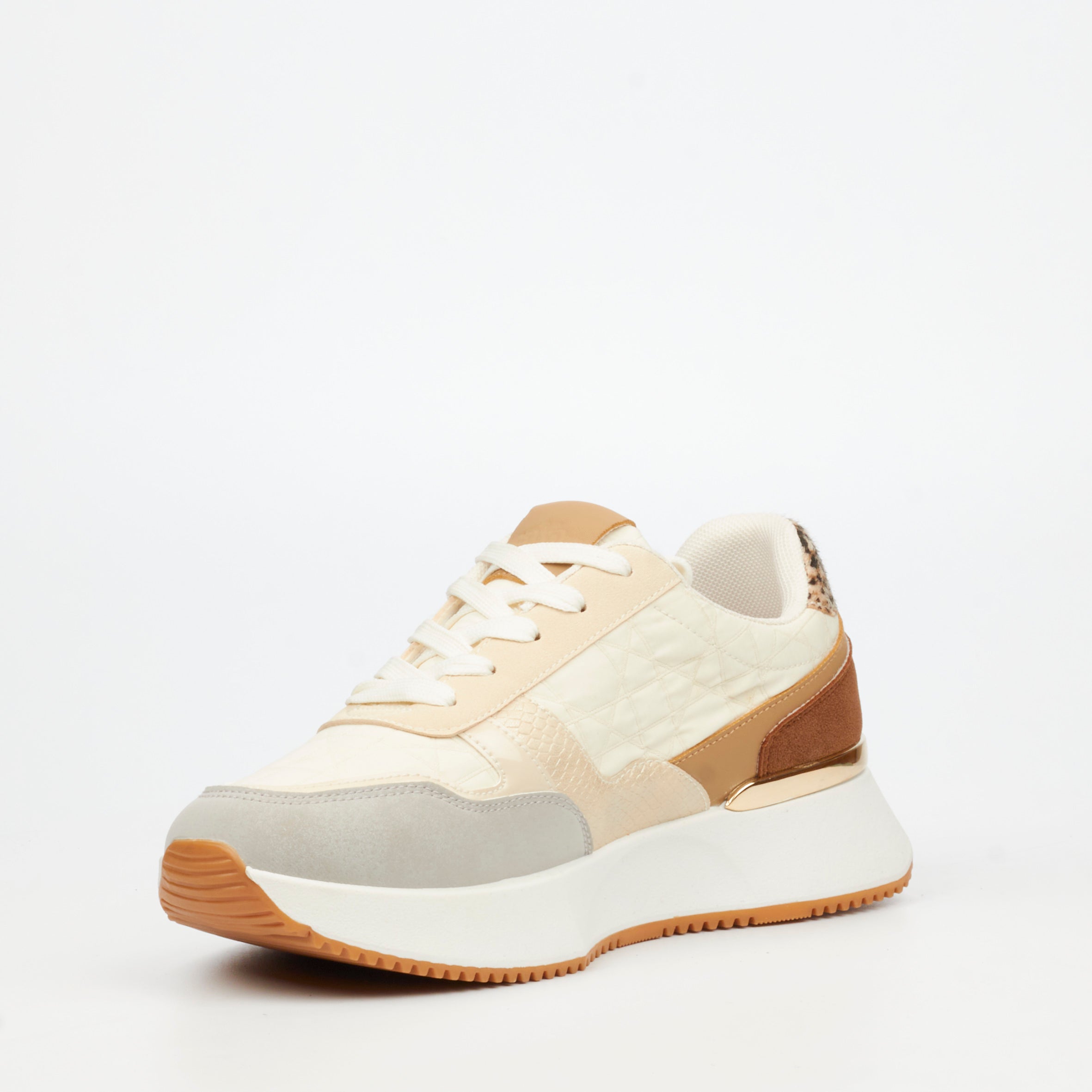 Urbanart Cosmos 1 Canvas / Faux Nubuck Sneaker - Cream(ladies) footwear UBRT