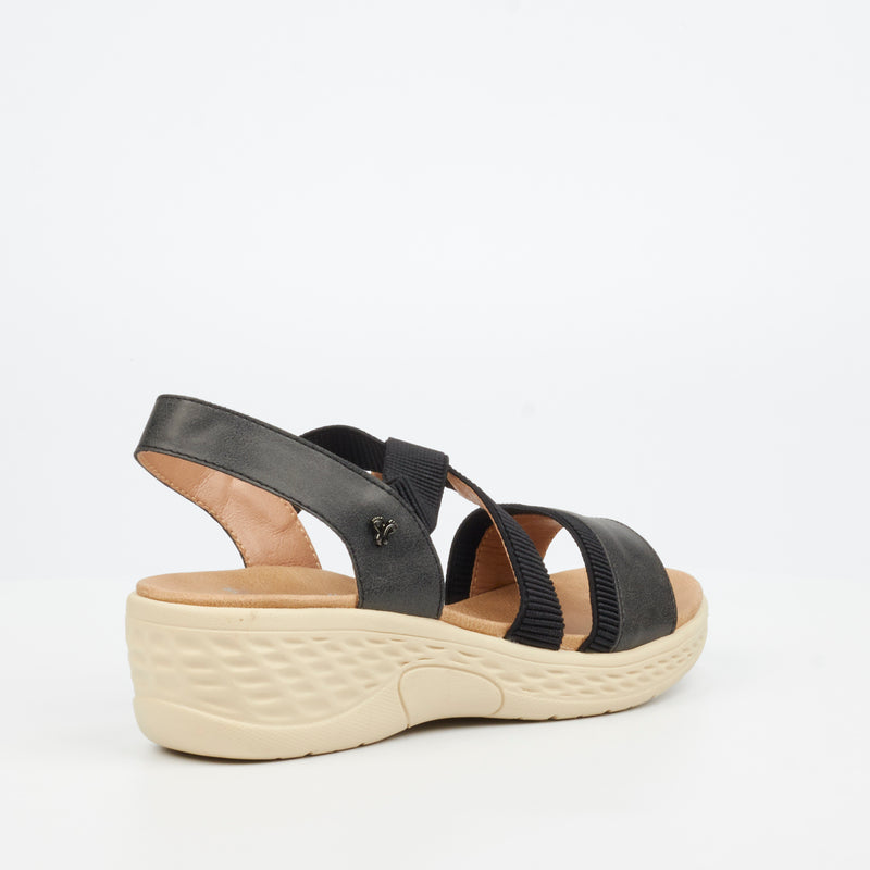 Butterfly Feet Crest 1 Wedge - Black footwear Butterfly Feet