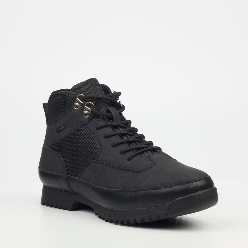 Urbanart Crocco 25 Faux Nubuck / Canvas Ankle Boots - Black footwear Urbanart   