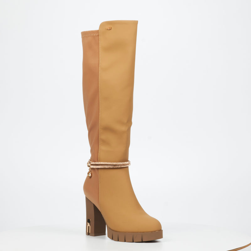 Miss Black Darling 6 High Boot - Nude footwear Miss Black