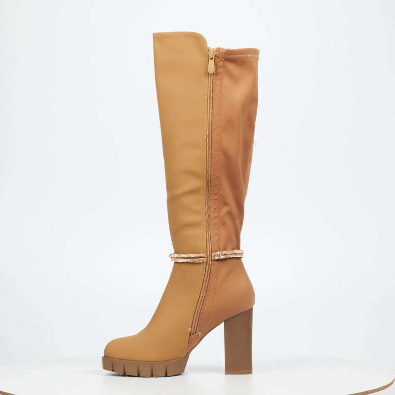 Miss Black Darling 6 High Boot - Nude footwear Miss Black