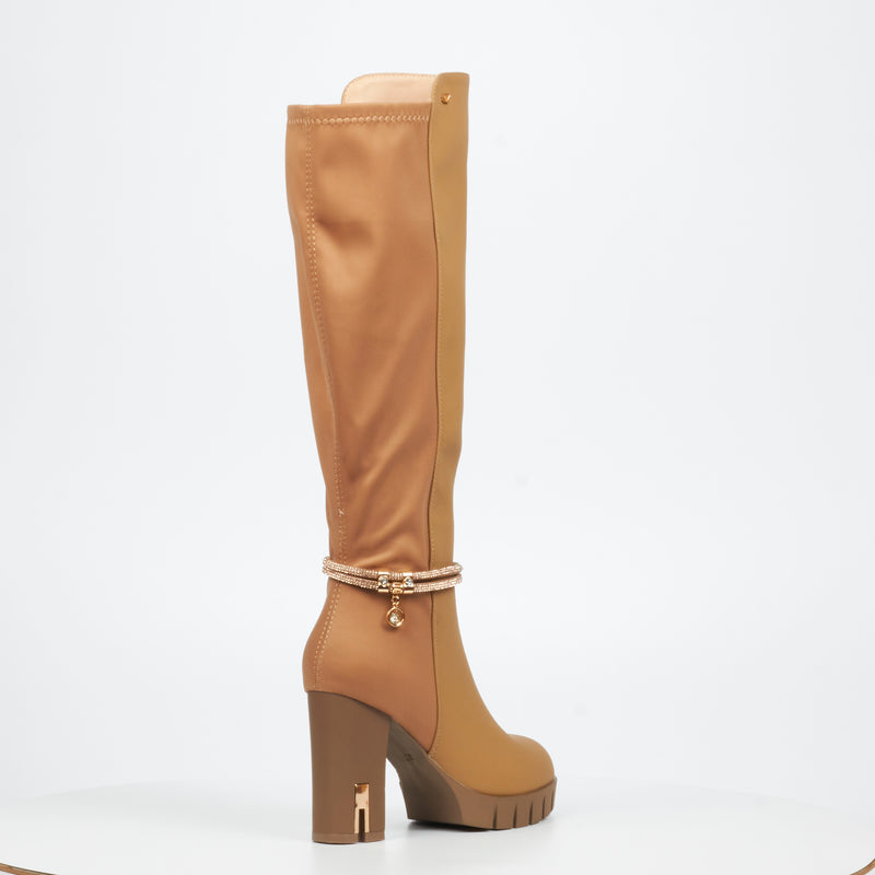 Miss Black Darling 6 High Boot - Nude footwear Miss Black