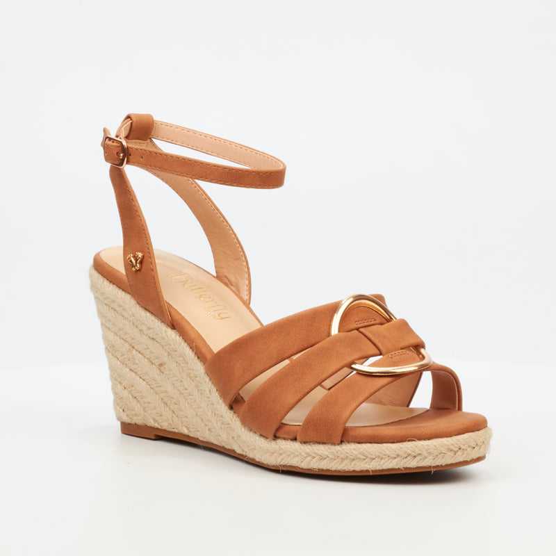 Butterfly Feet Drayco 13 Wedge - Tan footwear Butterfly Feet   