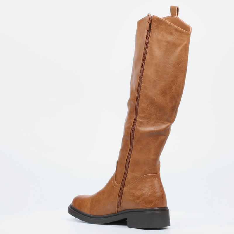 Miss Black Eagle 1 High Boot - Tan footwear Miss Black   