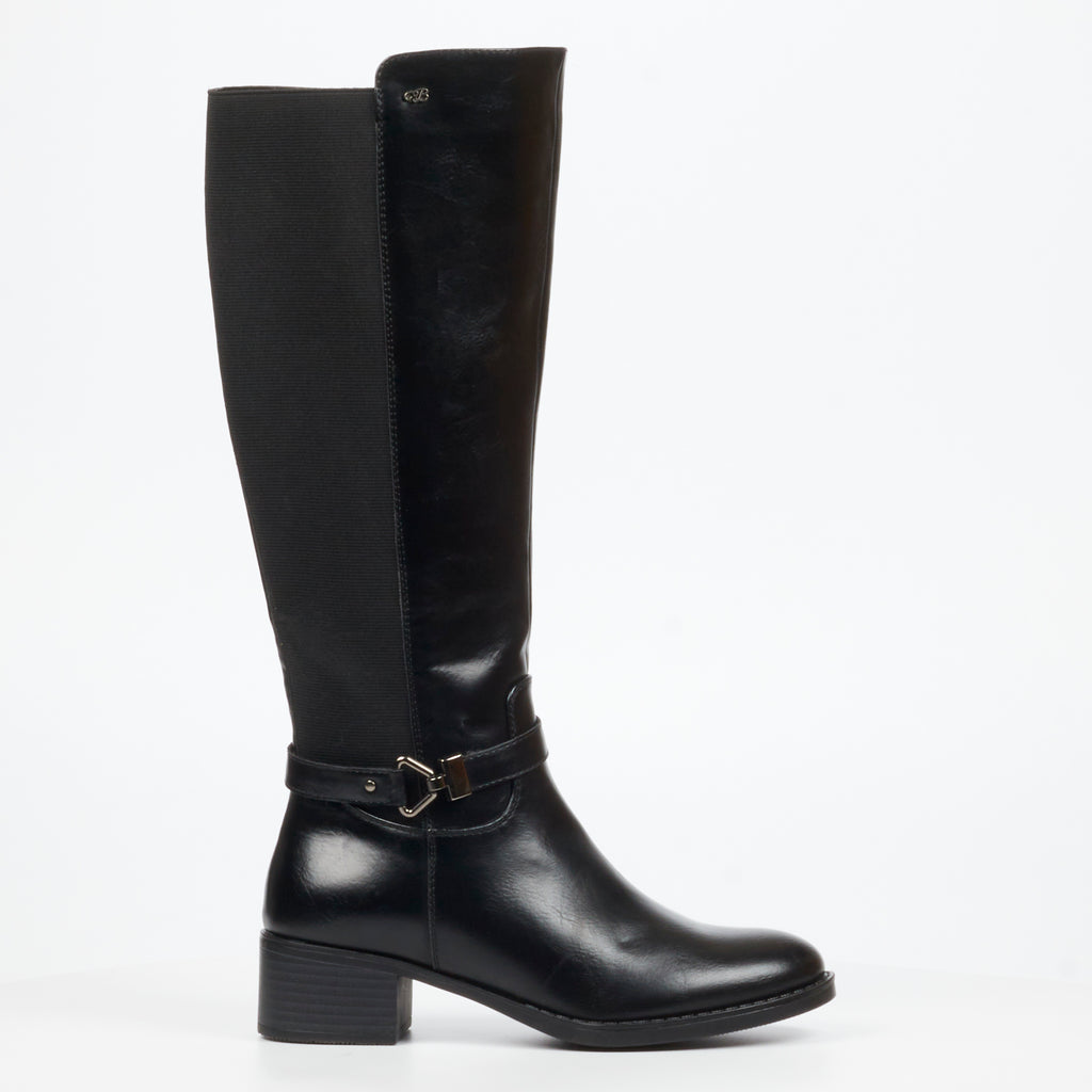 Miss Black Earth 1 High Boots Faux Leather - Black footwear Miss Black