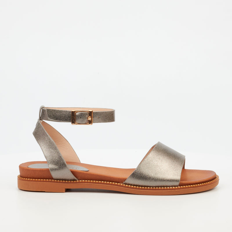 Butterfly Feet Ellie 3 Flat Sandal - Pewter footwear Butterfly Feet   