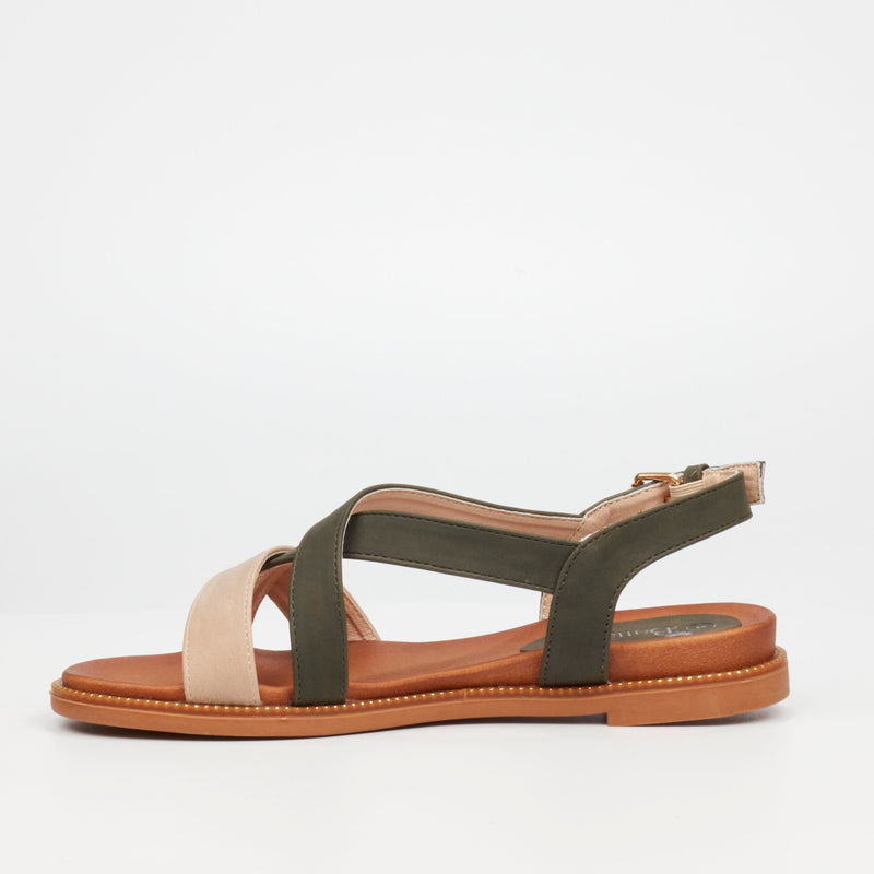 Butterfly Feet Ellie 9 Flat Sandal - Olive footwear Butterfly Feet   