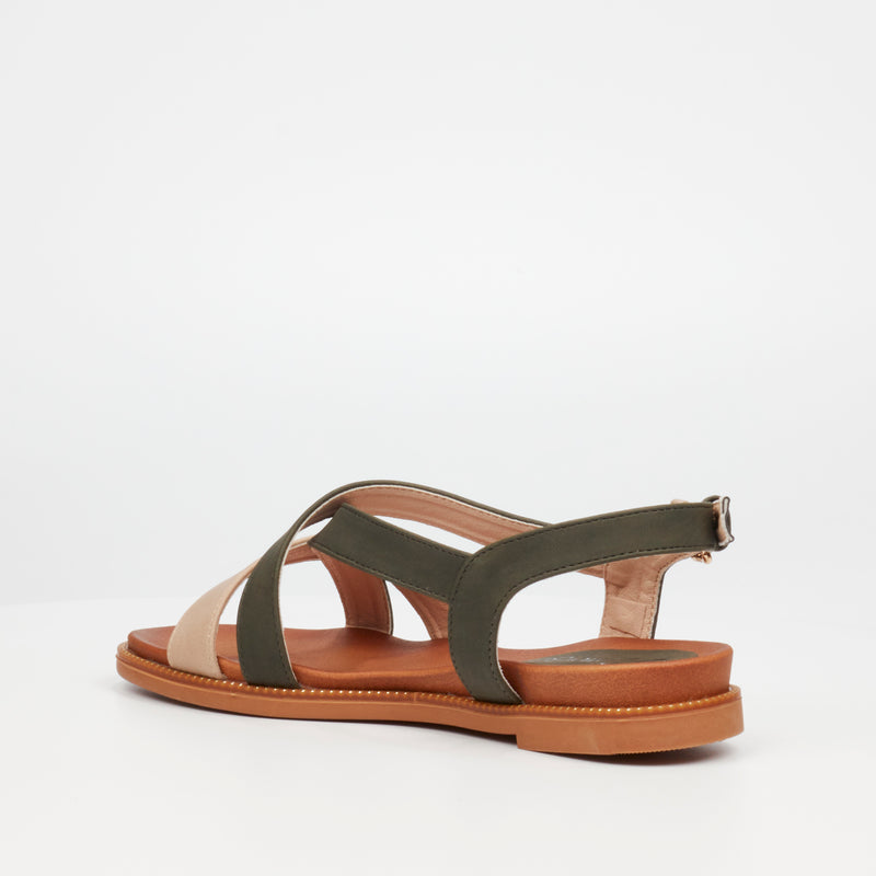 Butterfly Feet Ellie 9 Flat Sandal - Olive footwear Butterfly Feet   