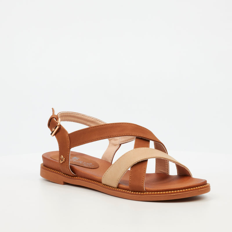 Butterfly Feet Ellie 9 Flat Sandal - Tan footwear Butterfly Feet   