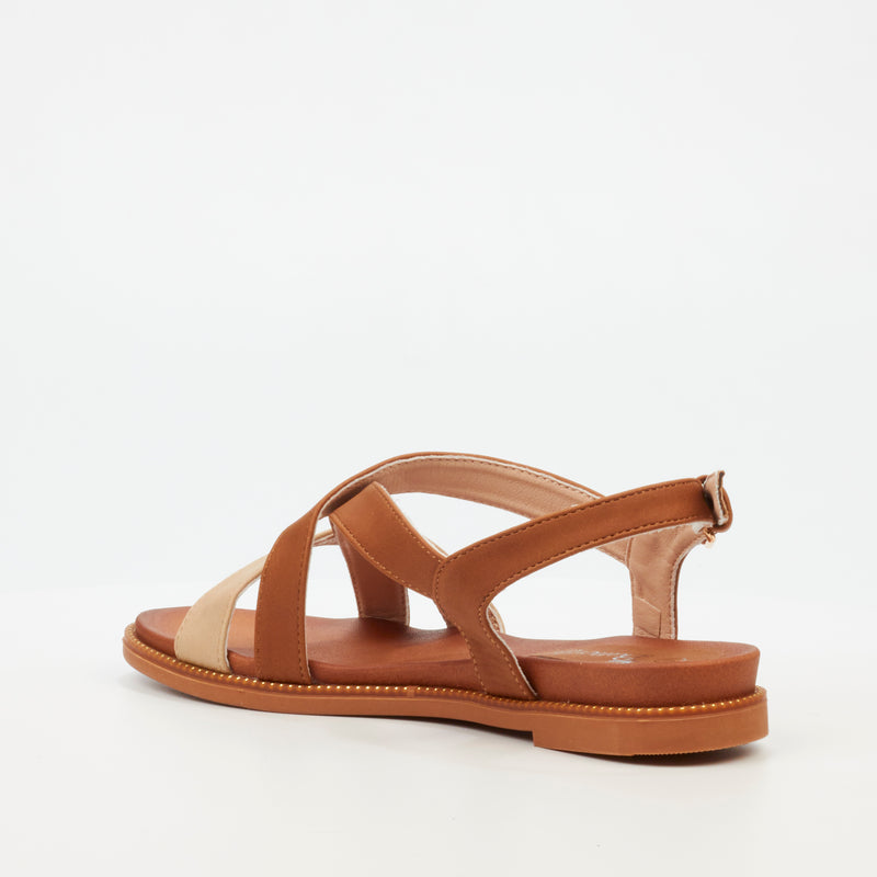 Butterfly Feet Ellie 9 Flat Sandal - Tan footwear Butterfly Feet   