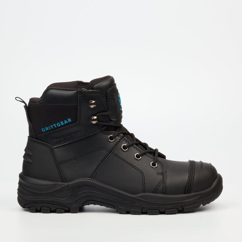 Grittgear Flint S1P Genuine Leather Safety Boot - Black safety Grittgear