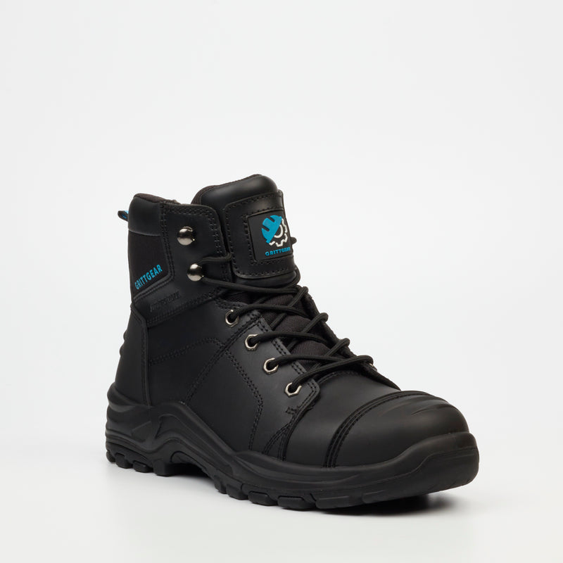 Grittgear Flint S1P Genuine Leather Safety Boot - Black safety Grittgear