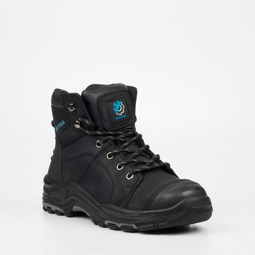Grittgear Flint S3 Crazy Horse Leather Safety Boot - Black safety Grittgear