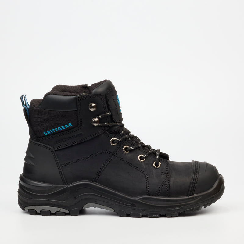 Grittgear Flint S3 Crazy Horse Leather Safety Boot - Black safety Grittgear