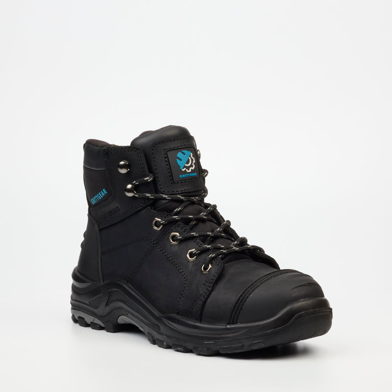 Grittgear Flint S3 Crazy Horse Leather Safety Boot - Black safety Grittgear