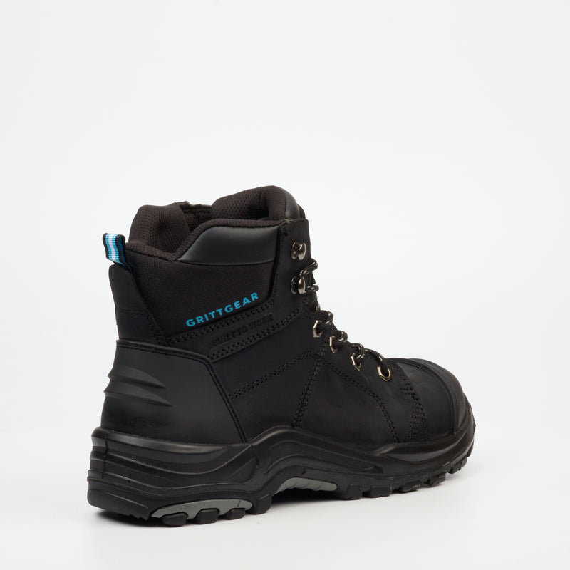 Grittgear Flint S3 Crazy Horse Leather Safety Boot - Black safety Grittgear