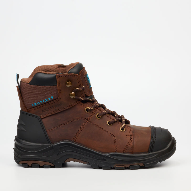 Grittgear Flint S3 Crazy Horse Leather Safety Boot - Chocolate safety Grittgear