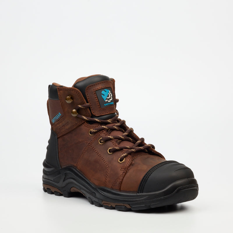 Grittgear Flint S3 Crazy Horse Leather Safety Boot - Chocolate safety Grittgear