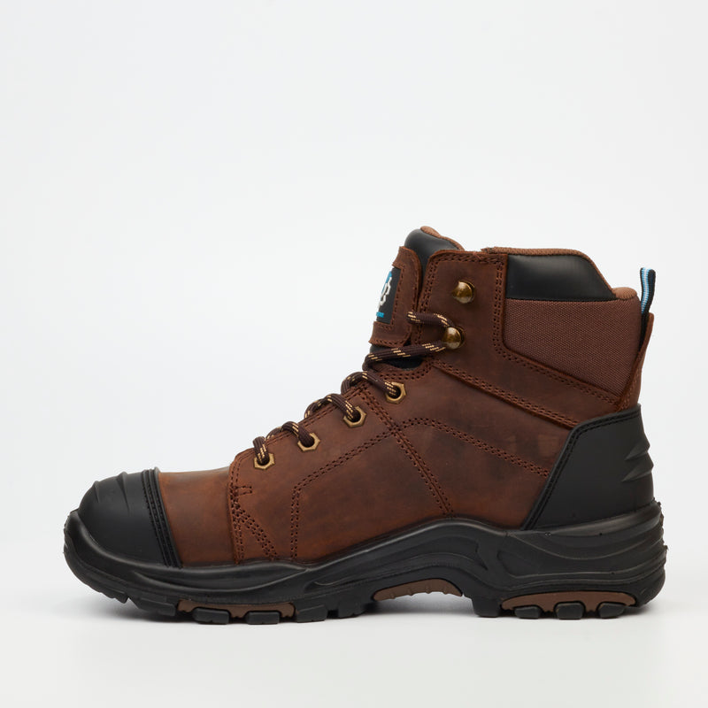 Grittgear Flint S3 Crazy Horse Leather Safety Boot - Chocolate safety Grittgear