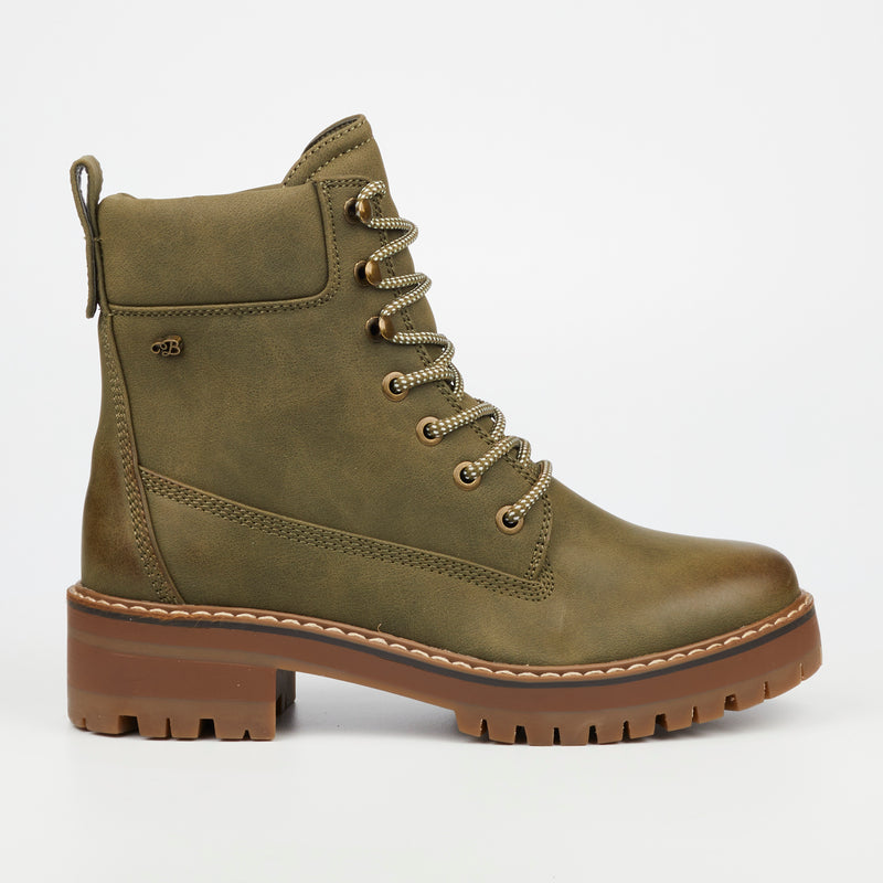 Miss Black Fox 1 Ankle Boot - Olive footwear Miss Black   