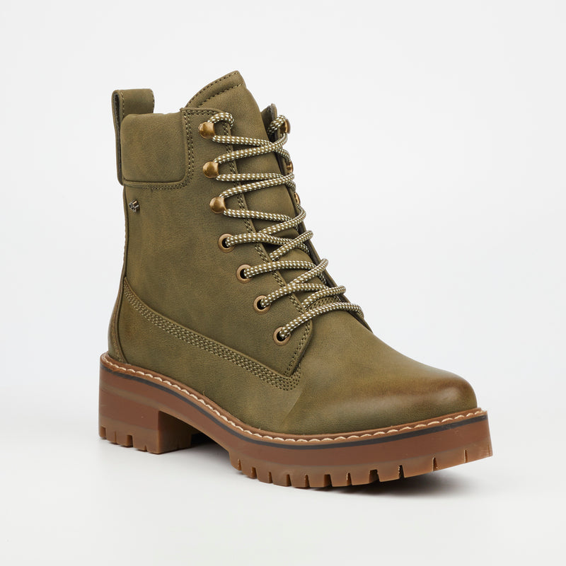 Miss Black Fox 1 Ankle Boot - Olive footwear Miss Black   