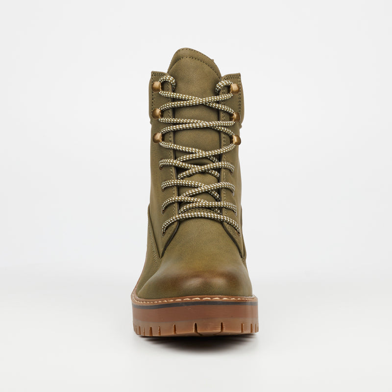 Miss Black Fox 1 Ankle Boot - Olive footwear Miss Black   