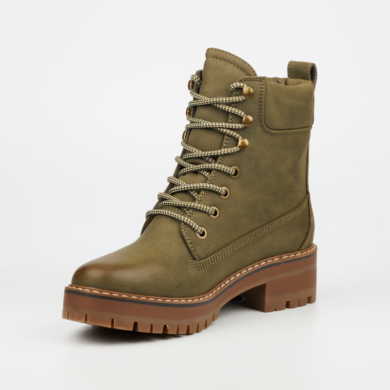 Miss Black Fox 1 Ankle Boot - Olive footwear Miss Black   