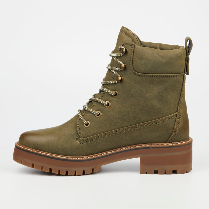 Miss Black Fox 1 Ankle Boot - Olive footwear Miss Black   