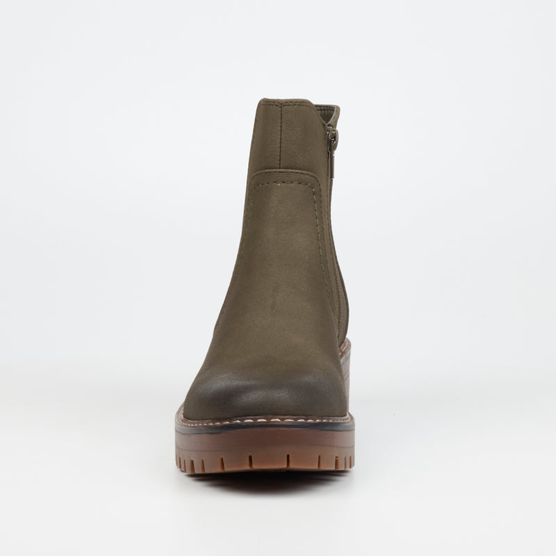 Miss Black Fox 3 Ankle Boot - Olive footwear Miss Black   