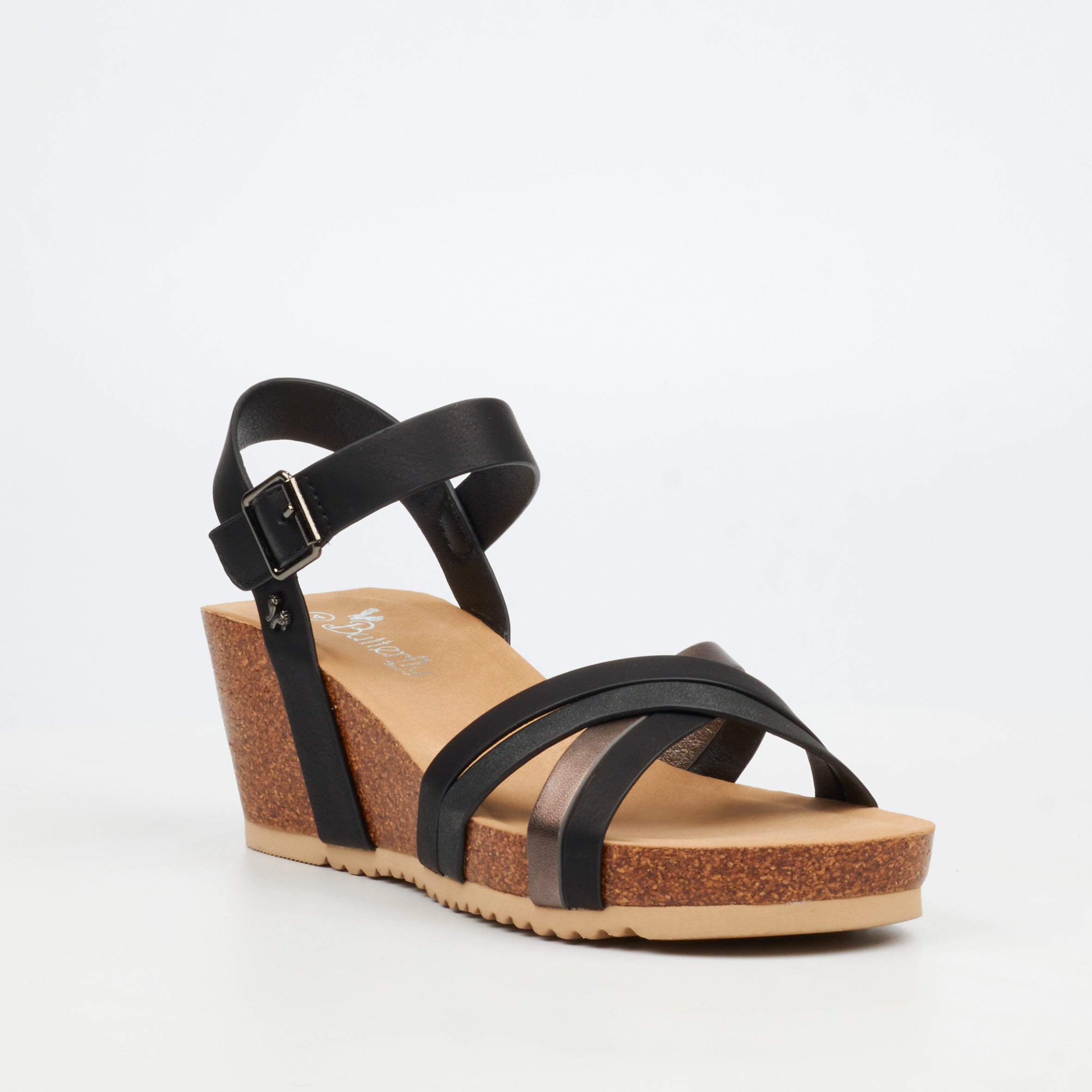 Butterfly Feet Franky 1 Wedge - Black footwear Butterfly Feet