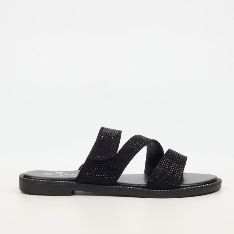 Butterfly Feet Frost 11 Flat Sandal - Black footwear Butterfly Feet   