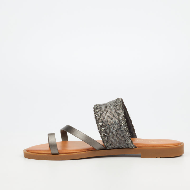 Butterfly Feet Frost 14 Flat Sandal - Pewter footwear Butterfly Feet   