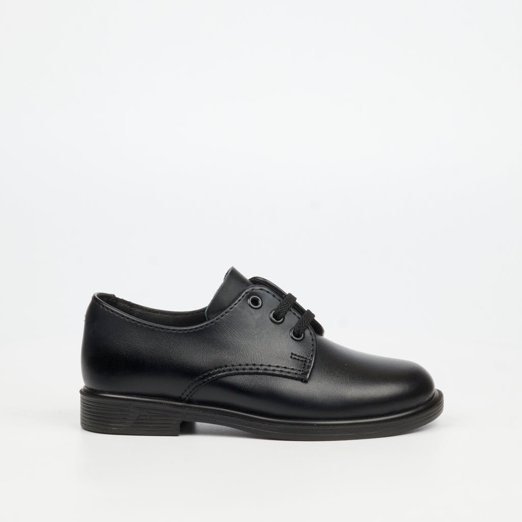 Genius Younger Boys Lace Up Leather School Shoe - Black footwear External