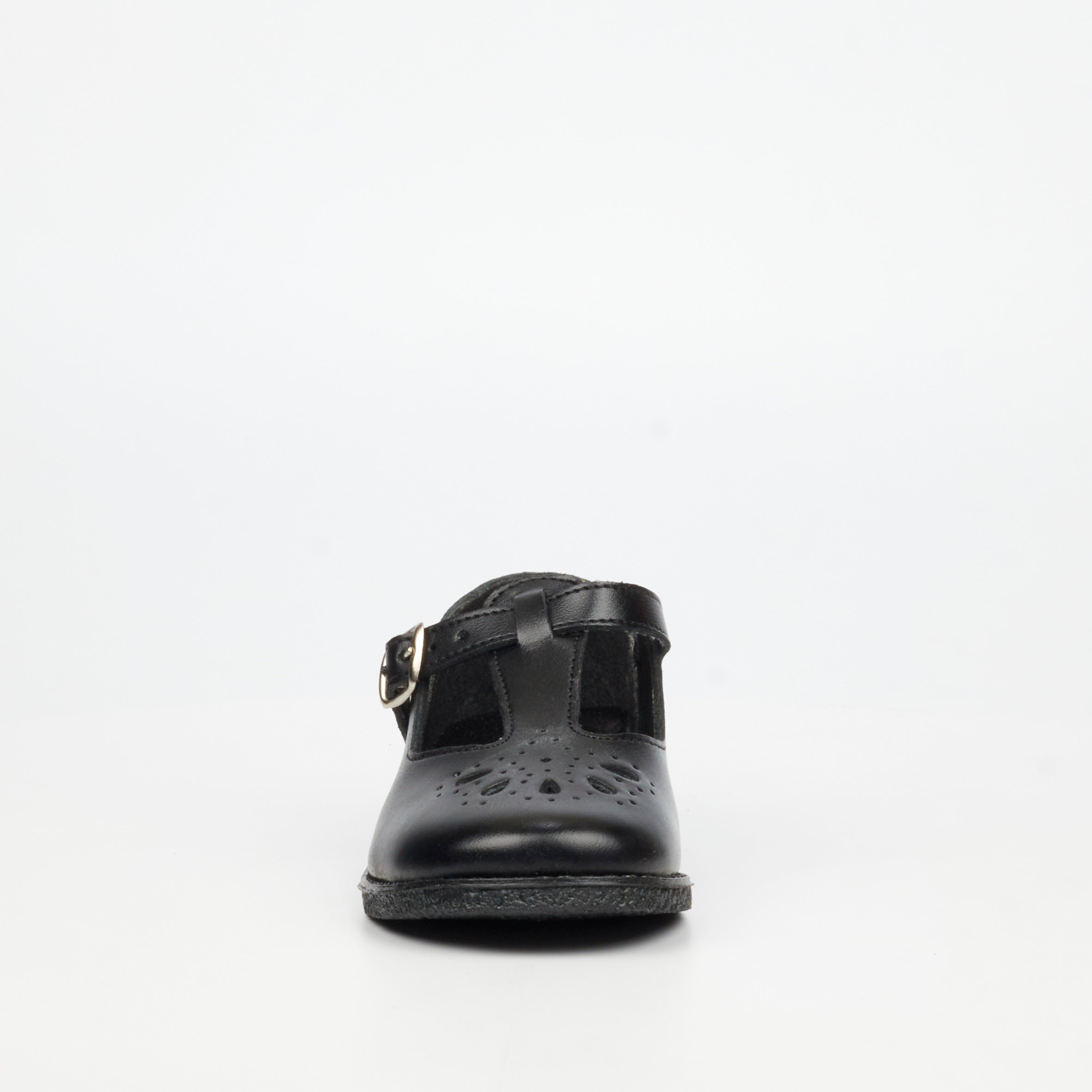 Genius Younger Girls T-Bar Leather School Shoe - Black footwear External