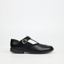 Genius Older Girls T-Bar Leather School Shoe - Black footwear External