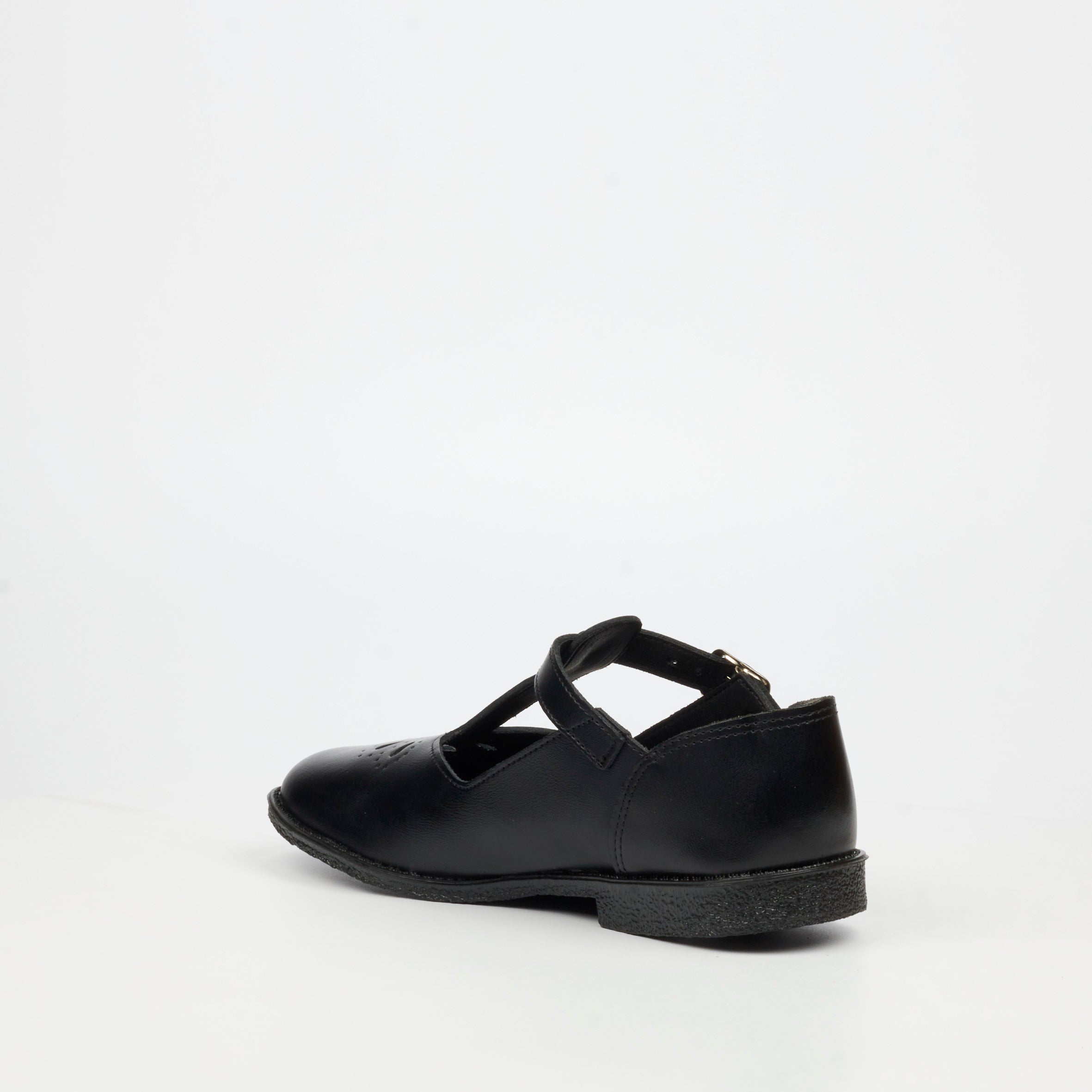 Genius Older Girls T-Bar Leather School Shoe - Black footwear External