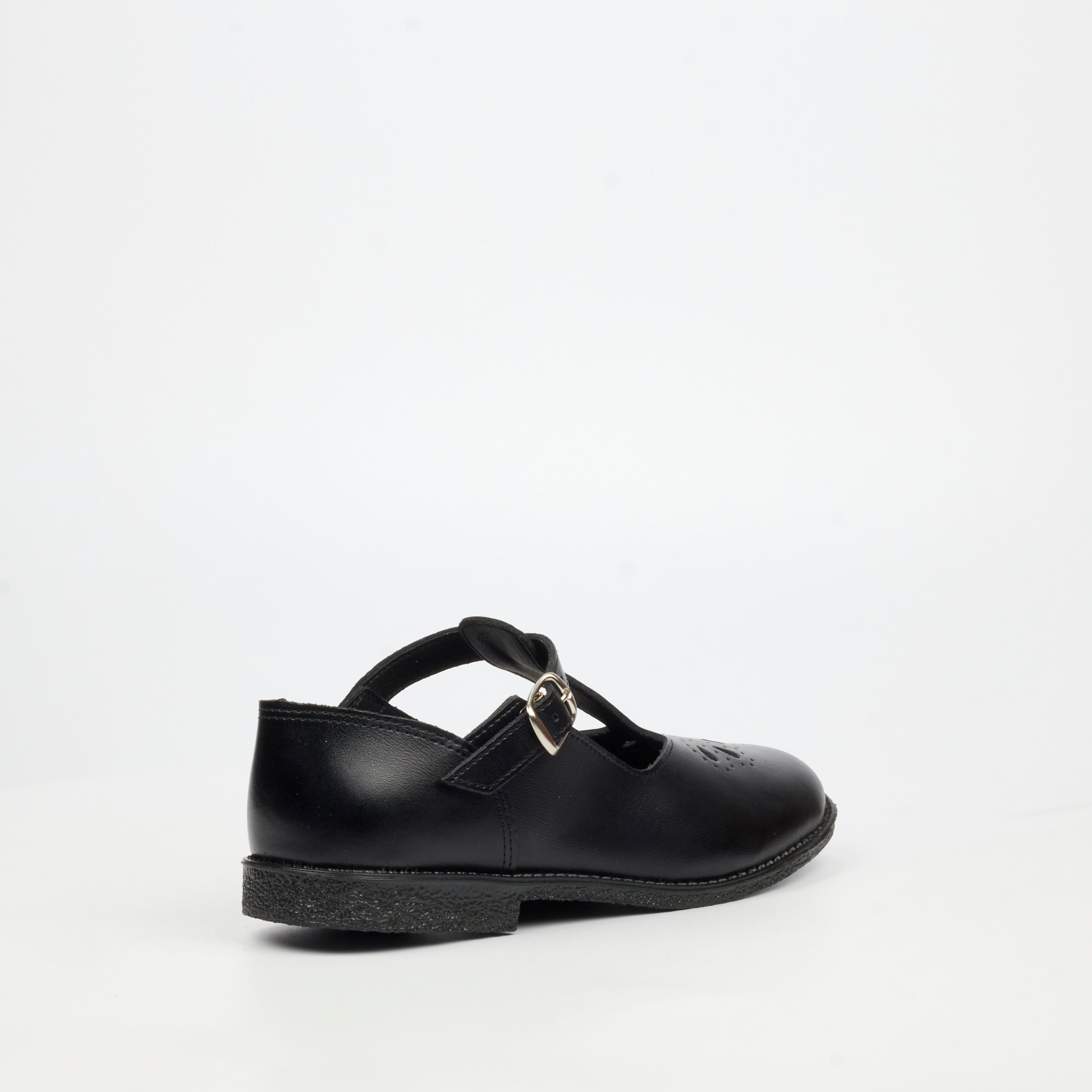 Genius Older Girls T-Bar Leather School Shoe - Black footwear External