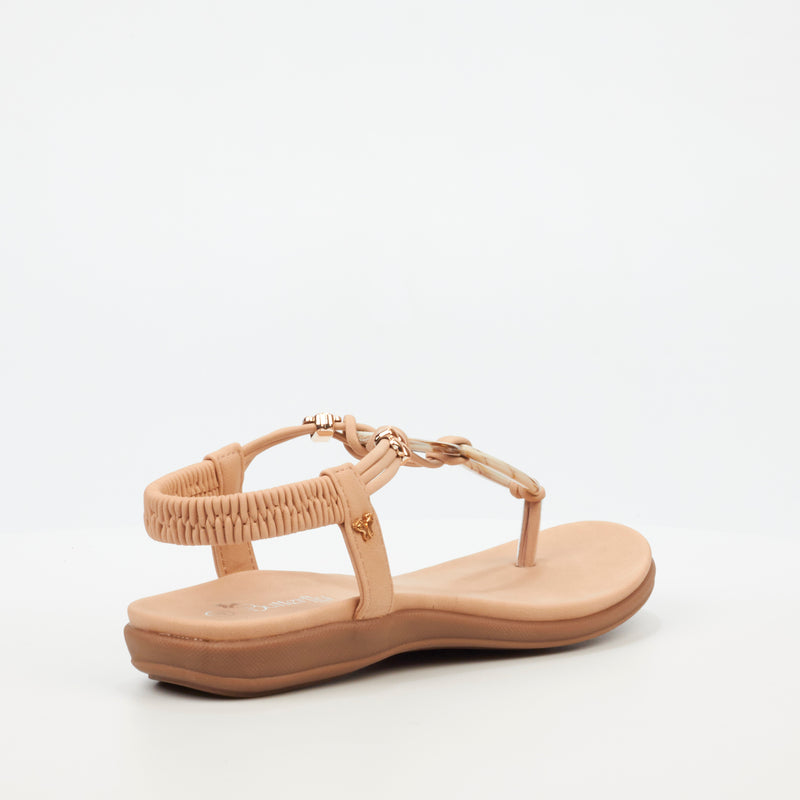 Butterfly Feet Geri 1 Flat Sandal - Beige footwear Butterfly Feet   