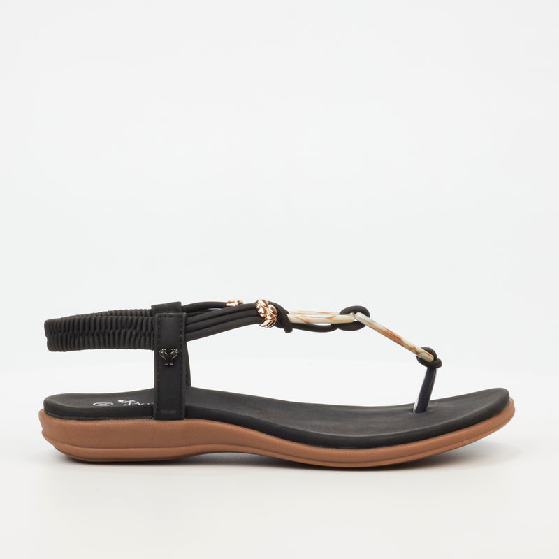 Butterfly Feet Geri 1 Flat Sandal - Black footwear Butterfly Feet   